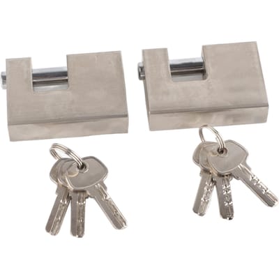 2 stuks Zwaar Hangslot Rechthoek Waterdicht Roestvrij Monoblock Slot Met 6 Sleutels Beschermer Slot gray