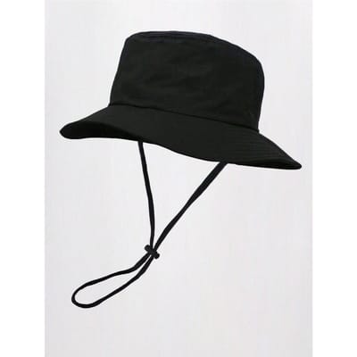 1 stuks Unisex Effen Kleur Trekkoord Emmerhoed, Outdoor Reizen Wandelen Casual Lichtgewicht Modieuze Zon Hoed, Geschikt Voor Alle Leeftijden zwart
