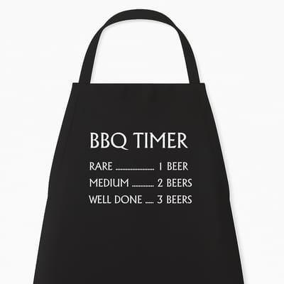 BBQ Keukenschort "BBQ Timer" | Grappig Kerstcadeau & Sinterklaas | Zwart | BBQ kookschort