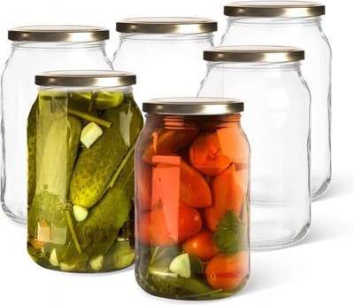 Altom Design Set van 6 Conserveringspotten 900 ml - Weckpot - Jampotten - Inmaakpotten - Voedsel bewaren, conserveren, inmaken