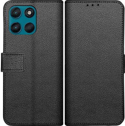 Just in Case hoesje geschikt voor Motorola Moto G57 / G57 Power / G67 Power Hoesje met Pasjeshouder - Bookcase Classic - Zwart