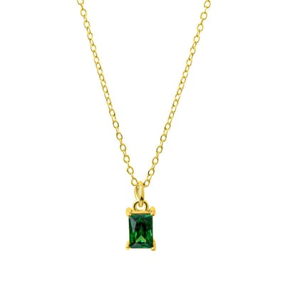 Celesta Silber Anhänger mit Kette 925/- Sterling Silber vergoldet Zirkonia grün