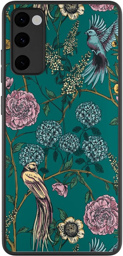 Hoesje geschikt voor Samsung Galaxy S20 FE - Vogels Japanse bloemen - TPU Hard Case Backcover - Groen - Mooie Telefoonhoesjes