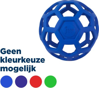 JW HOL-EE ROLLER – Hondenspeeltje - Ø 11.5 cm - Hondenspeelgoed - Hondenbal - M - Natuurrubber - Assorti