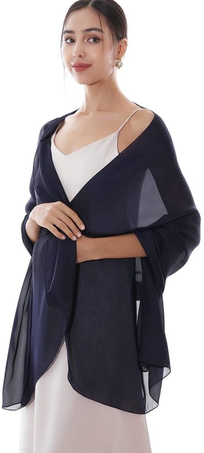 longziming - Sjaal - Shawl - Neksjaal - Trouwstola - Luxe zijde-achtige afwerking - Zachte en huidvriendelijke textiel - Veelzijdig te dragen als accessoire - Tijdloos cadeau voor bruiloft of jubileum - Donkerblauw