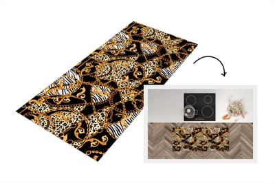 Keukenloper - Loper keuken - Ketting - Goud - Panter - Zebra - 120x50 cm - Keukenloper vinyl