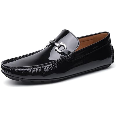 Echt Rundleer Schoenen plus Maat Herenschoenen Lakleer Instappers Rijschoenen Casual Leren Schoenen 47 black