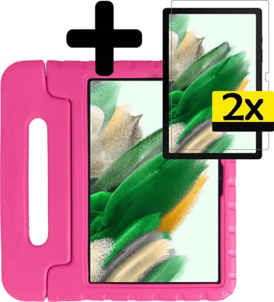 Hoes - Geschikt voor Samsung Galaxy Tab A8 - Met 2x Screenprotector - Kinderhoes Shockproof Bumper - Kidsproof Case - Tablet Hoesje - Kinder Cover - Roze