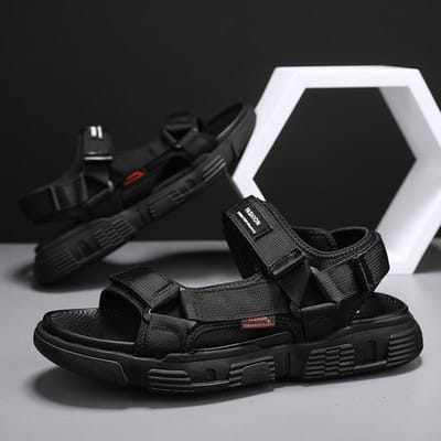 Zomer Heren Sandalen Echt Leer Heren Casual Schoenen Outdoor Heren Leren Sandalen voor Heren Strand Schoenen Romeinse Herenschoenen 42 black
