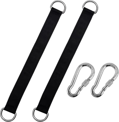 Ophangriem - Set van 2 - Hangmat Ophangen - Hangmat Bevestigingsset - Tot 700 kg - Met karabijnhaak -Schommelophangset - Hangmat Ophangsysteem - Voor Hangmat, Hangstoel / Schommel - Ophangset - Schommelbevestiging - 50 cm - zwart