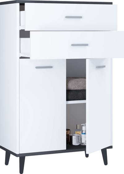 VCM vrijstaande badkamerkasten, badkamer vloerkast, vrijstaande badkamerkast, badkamermeubel, badkamer opberglades, smalle kast, badkamer ladekast, vrijstaande badkamer opbergmeubels, handdoekenrek