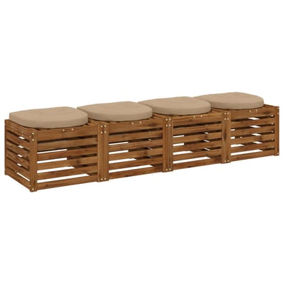 vidaXL - 4-Piece - Zitkussens - 4 - st - 100% - Polyester - Zand - 40 - x - 40 - x - 5 - cm