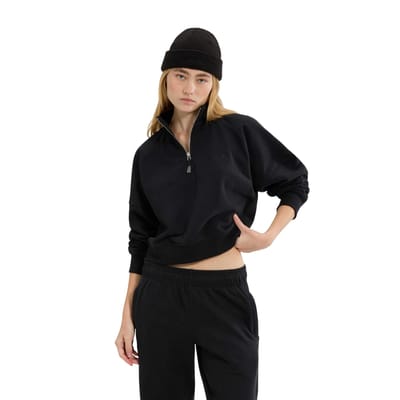 Ellesse Dames Carrera Kwart Zip Sweatshirt (Zwart)