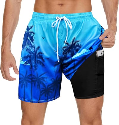 Heren zwemshorts met compressievoering, sneldrogend en comfortabel voor strand en zwembad, 7 inch lengte
