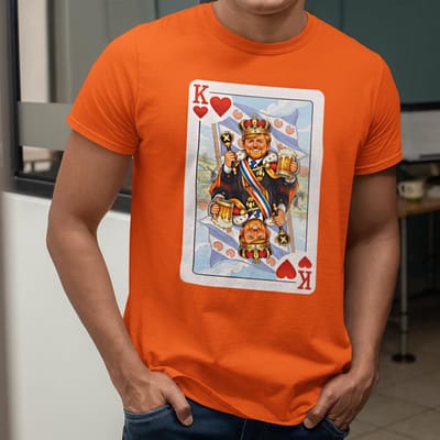 Oranje T-shirt Friese Spelkaart Koning XS