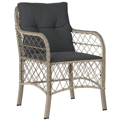 vidaXL - 5-delige - Tuinset - met - kussens - poly - rattan - lichtgrijs