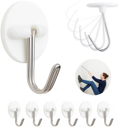 Plafond Kleefhaak Set Zelfklevend 6 Stuks - Plafond Kleefhaak Set - Geschikt voor Reisklamboe 1 en 2 persoons - needventure®