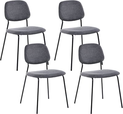 RILEY - Set van 4 eetkamerstoelen - Grijs - Polyester