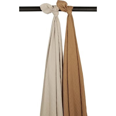 Meyco Baby Uni swaddle - 2-pack - pre-washed hydrofiel - sand/toffee - 120x120cm
