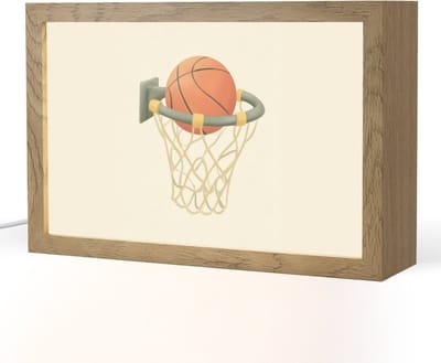 Nachtlampje 30x20 cm - Kinder lampje - Basketbal - Net - Oranje - Tafellamp kinderkamer - Slaapkamer lamp - Bedlamp kinderen - Kinderlampje stopcontact - Wandlamp babykamer - Nachtlampjes