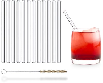 carmdering - Glasstrohhalme - Glazen Rietjes - Drinkrietjes - Vaatwasserbestendig - Smaakneutraal - Glas - Duurzaam - Veilig Voor Kinderen - 12 Stuks
