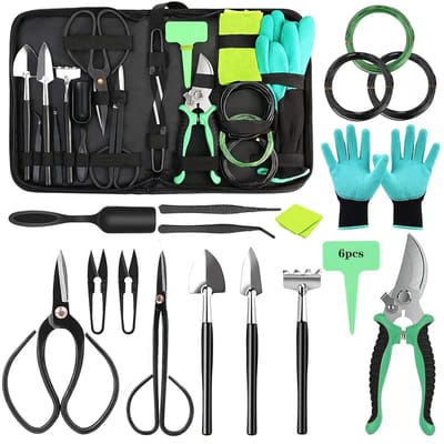 Dailygoods - Tuingereedschapsset, 24-delige tuingereedschapsset met tas, tuinschep, antislip houten handvat, tuingereedschap voor vrouwen en mannen (B)