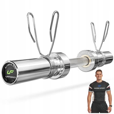 Marbo Sport - Korte olympische halterstang - Olympic Barbell - UF-G50-OLI-CH - 50 cm - Verchroomd staal - Inclusief veerclips - Voor krachttraining en thuisgym en Home Gym - Max. 320 kg