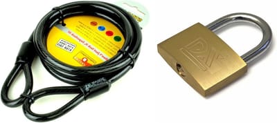 ASF Fischer staalkabel met hangslot 60 mm - kabel geplastificeerd 1.5m x 8 mm - met sleutels - spullen vastzetten - anti diefstal