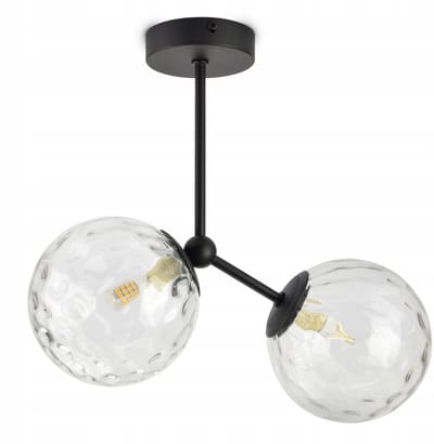 Moderne Plafondlamp met Glazen Bollen, G9, Zwart Mat