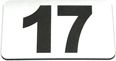 Nummerplaatje 17 - Nummerbordje - Huisnummer - Deur en Kamernummer - Lockernummer - Plakcijfers - Zelfklevend - Brievenbus Nummer - RVS Look - 80 mm x 50 mm x 1,6 mm - 5 jaar Garantie