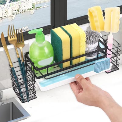 Spoelbak Organizer voor Keuken en Badkamer met Afvoerpan, Handdoekrek en Haken - Zonder Boren