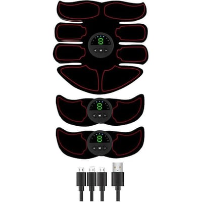 Stimulateur ABS Tonifiant Musculaire Ceinture de Tonification Abdominale EMS Entraînement Fitness Corporel Façonnage Stimulateur Musculaire Hommes et Femmes Entraîneur Bras Jambes black