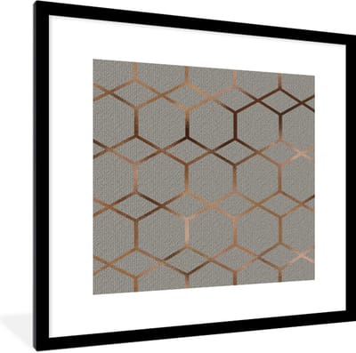 Fotolijst incl. Poster - Patronen - Luxe - Brons - Grijs - 40x40 cm - Posterlijst
