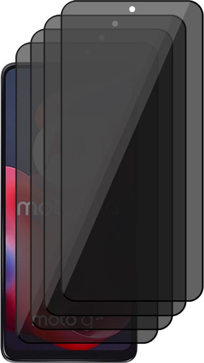 Privacy Screenprotector geschikt voor Motorola Moto G24 - 4x Volledig Dekkend Glas Screen Protector