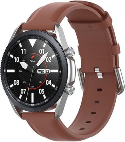 By Qubix - Classic leren bandje 20mm - Bruin - Geschikt voor Samsung Galaxy Watch 7 (40 & 44mm) - Galaxy Watch FE - Galaxy Watch 6 - Galaxy Watch 6 Pro - Galaxy Watch 5 - 5 Pro - Galaxy Watch 4 - 4 Classic - Active 2 - Watch 3 (41mm)