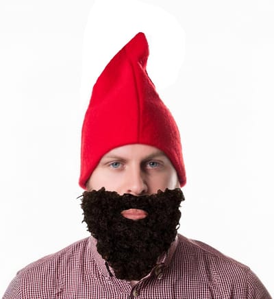 Fiestas Kabouters/dwergen verkleedset - kaboutermuts rood - met zwarte lange baard - polyester - volwassenen