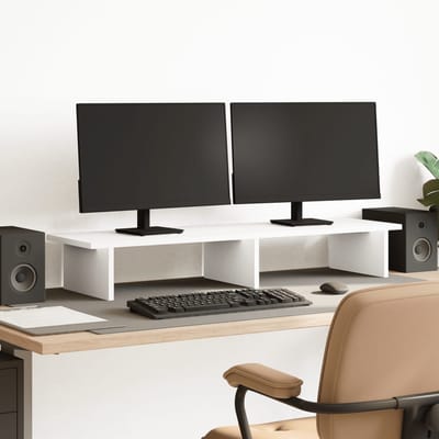 vidaXL - Monitorstandaard - 100x27x15 - cm - bewerkt - hout - wit