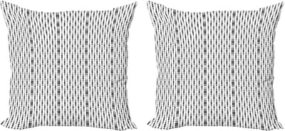 ABAKUHAUS Abstracte decoratieve kussenhoez 2-pack, monochrome lijnen en stipp 45x45 cm, wit en zwart