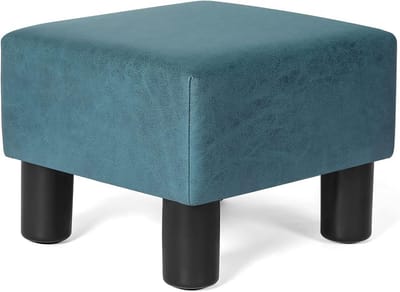 Vierkante Ottomane Poef Kruk - Voetsteun en Extra Zitplaats (Blauw Suede)