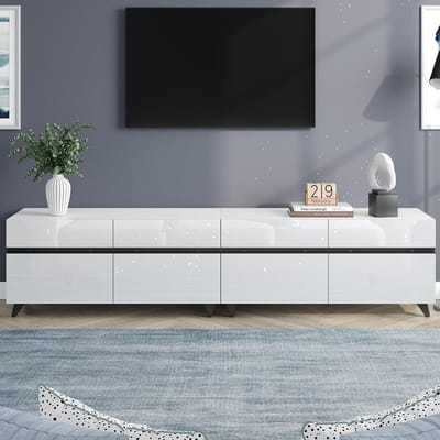 BLACKCOLORS - TV-meubel - 180x40x49 cm - Glanzend - 4 kasten - Verstelbare scheidingswanden - 8 poten - Draagvermogen 52 kg - Voor 80 inch tv