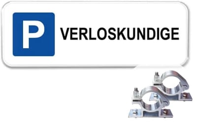 Parkeerbord Verloskundige - Weerbestendig Aluminium - 40x15 cm - Bevestiging: Met paalbeugels Ø48mm