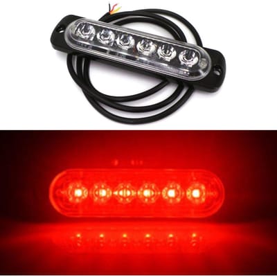 Feu antibrouillard 6 LED 12V-18V, rouge, 12-24V, Off-Road