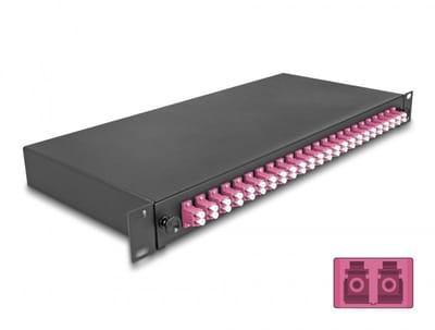 19″ Optical Fiber Splice Box 24 x LC Duplex OM4 1U complete assembled