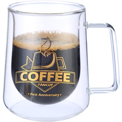 Creatieve Dubbelwandige Koffiekop Mok Europese Stijl Drinkgerei met Handvat Transparante Melkbeker Geïsoleerde Theekop HOT white