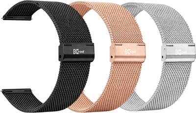 Kiraal Premium Luxe RVS Smartwatchbandjes Set – 20mm – Set van 3 – Meerdere Kleuren – Universeel – Geschikt voor Smartwatch