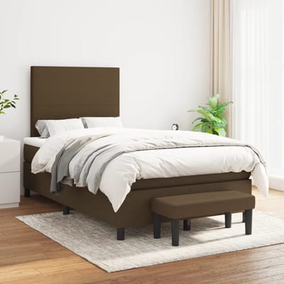 vidaXL - Boxspring - met - matras - stof - donkerbruin - 120x200 - cm