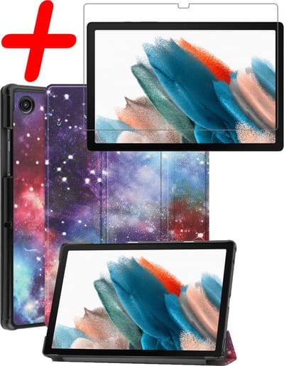 Hoesje Geschikt voor Samsung Galaxy Tab A8 - Met Screenprotector - Trifold Bookcase - Hard Cover - Hardcover Book Case - Tablet Hoes - Galaxy