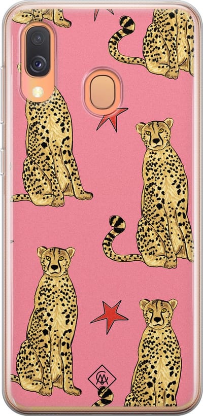 Casimoda® hoesje - Geschikt voor Samsung A40 - The Pink Leopard - Backcover - Siliconen/TPU - Roze