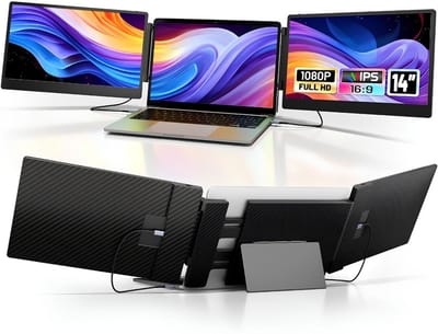 KAD® Portable Monitor - Draagbare Monitor Extender voor USB-C & HDMI - Dual/Triple Screen Extender voor Laptop - Zwart - 35cm x 22cm x 4cm