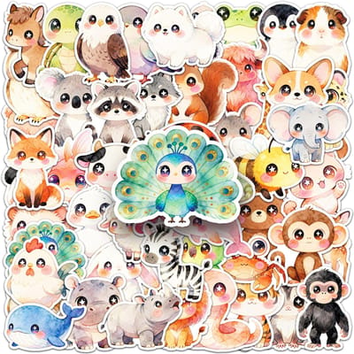 55/110 PIÈCES Autocollants Animaux de Dessin Animé Grands Yeux Yeux Étoilés Mignon Animal de Compagnie Décoration DIY Carnet Papeterie Autocollants Ordinateur